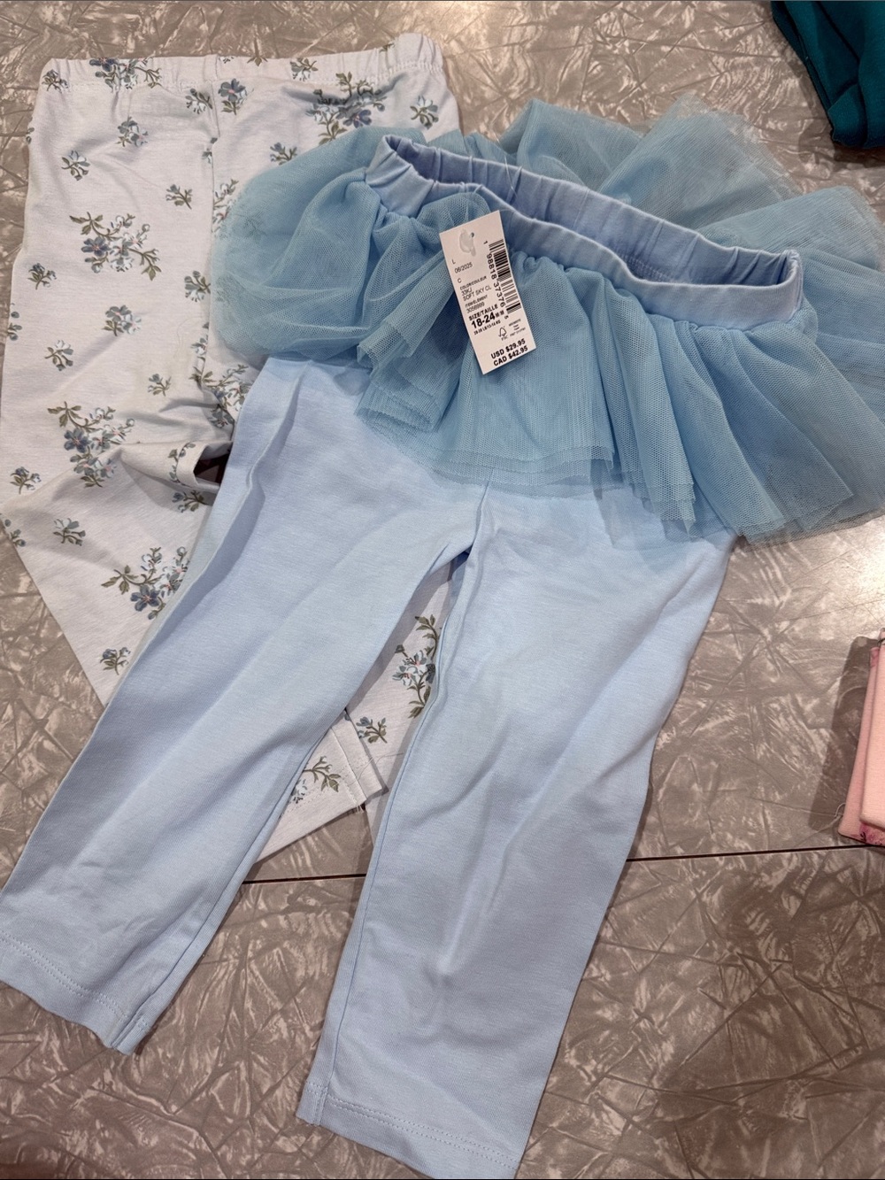 The Children's Place Light Blue Tulle Skirted Leggings